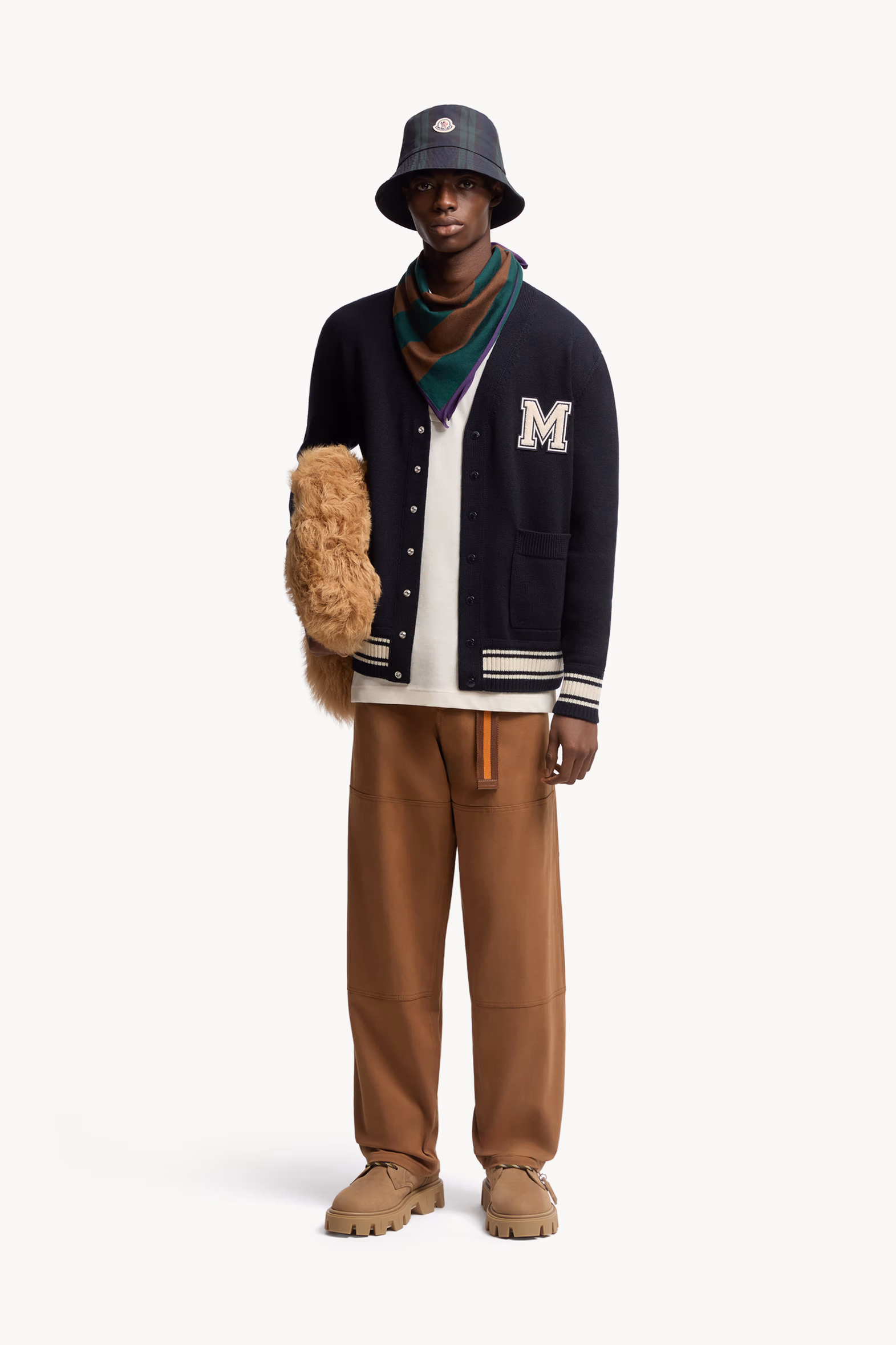 Polo en piqué de coton à monogramme Hommes Blanc Ivoire Moncler 0